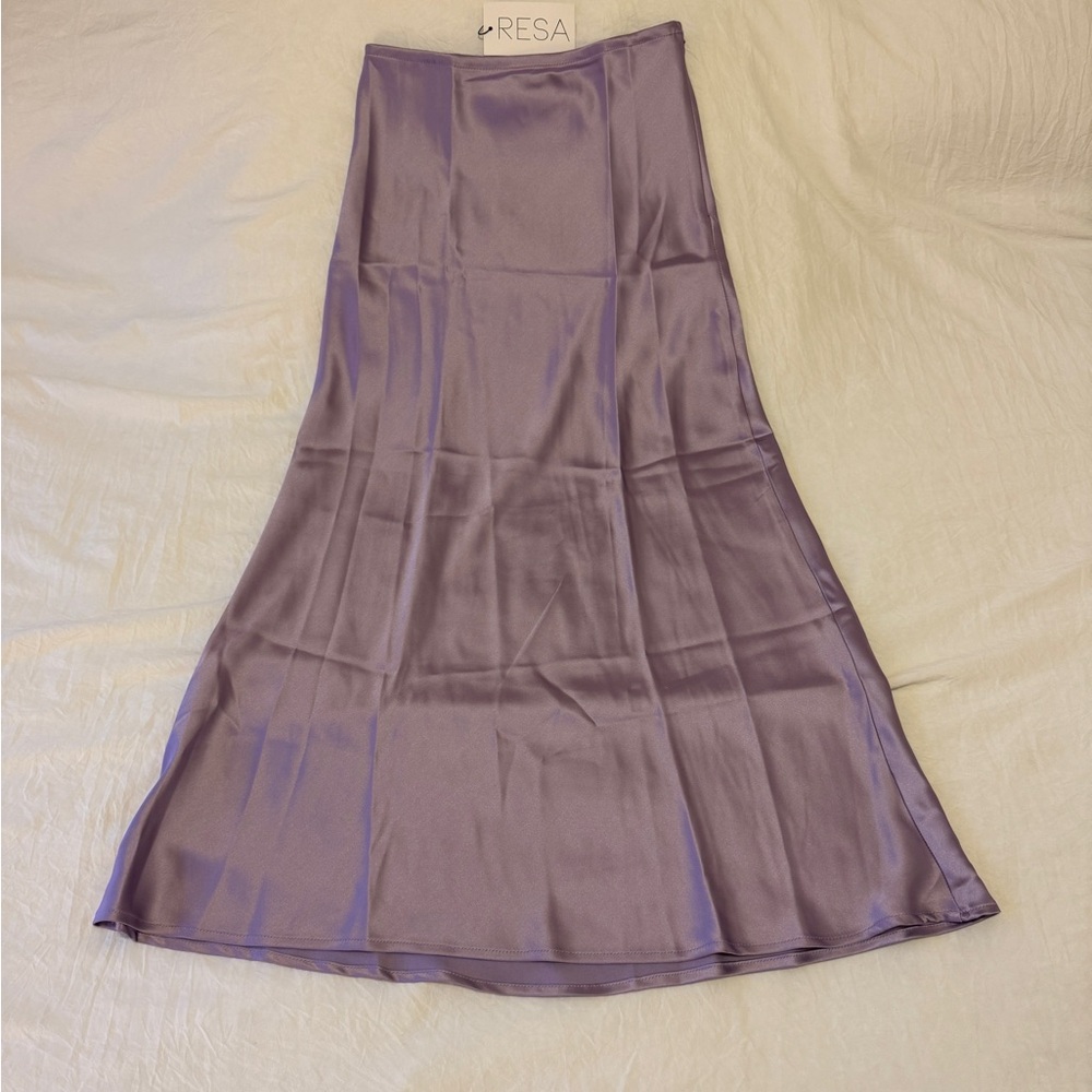 RESA Women's Lavender Satin Midi Skirt, XS